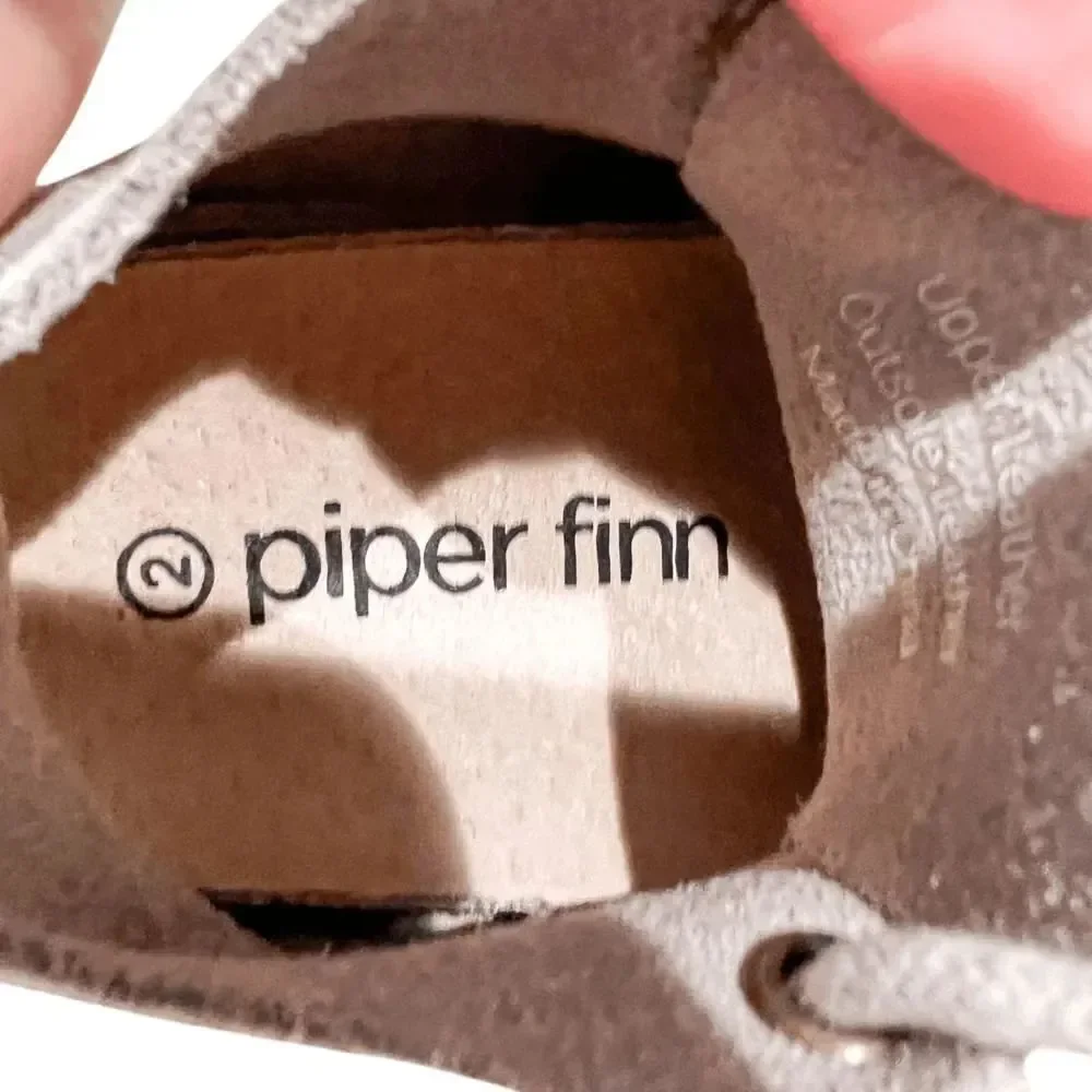 Piper Finn Soft Sole Low Top Leather Oxfords Gray White Grid Size 2